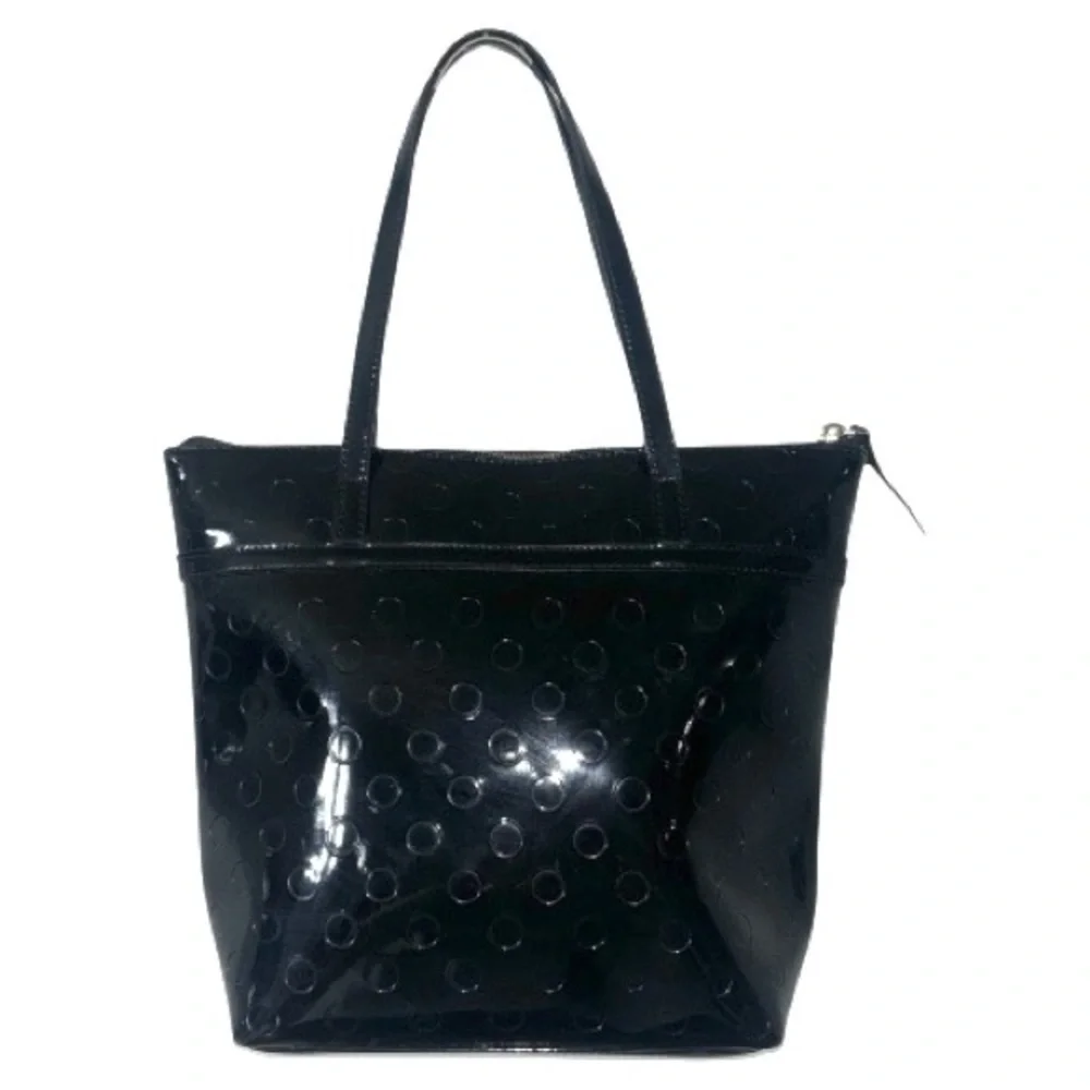 Kate Spade Jeralyn Camellia Tote Black Patent Leather Polkadot Two Handle Y2K